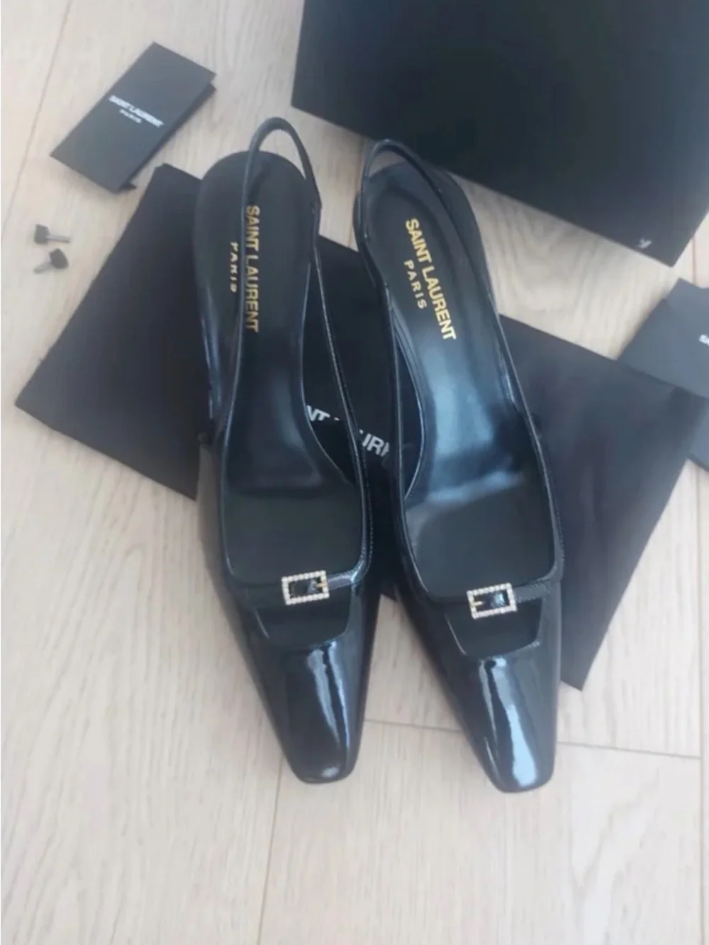 SAINT LAURENT
Blade 60 Patent Leather Slingback Pumps size 391/2 - Picture 3 of 12
